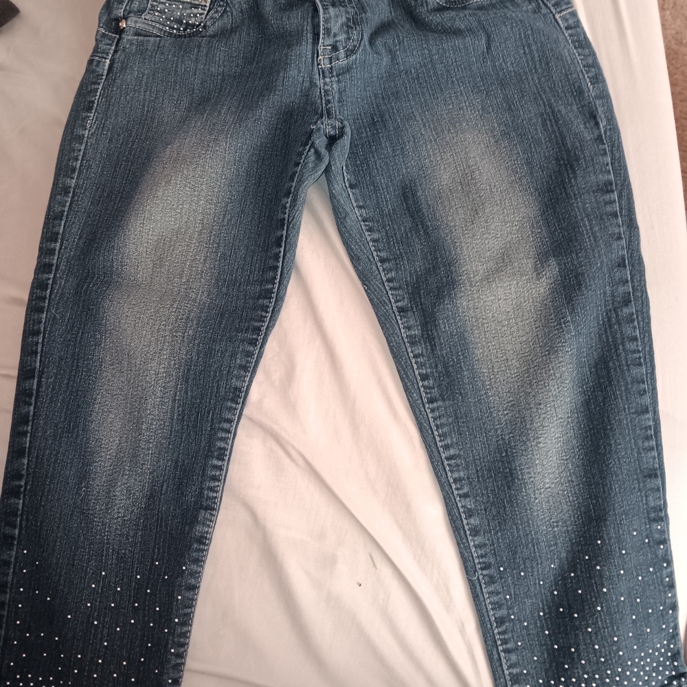 Girls Size 5, Bella Blue Skinny Jeans with Studded Details